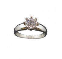 R002048 Genuine Sterling Silver Solitaire Ring Solid Hallmarked 925 6mm Cubic Zirconia